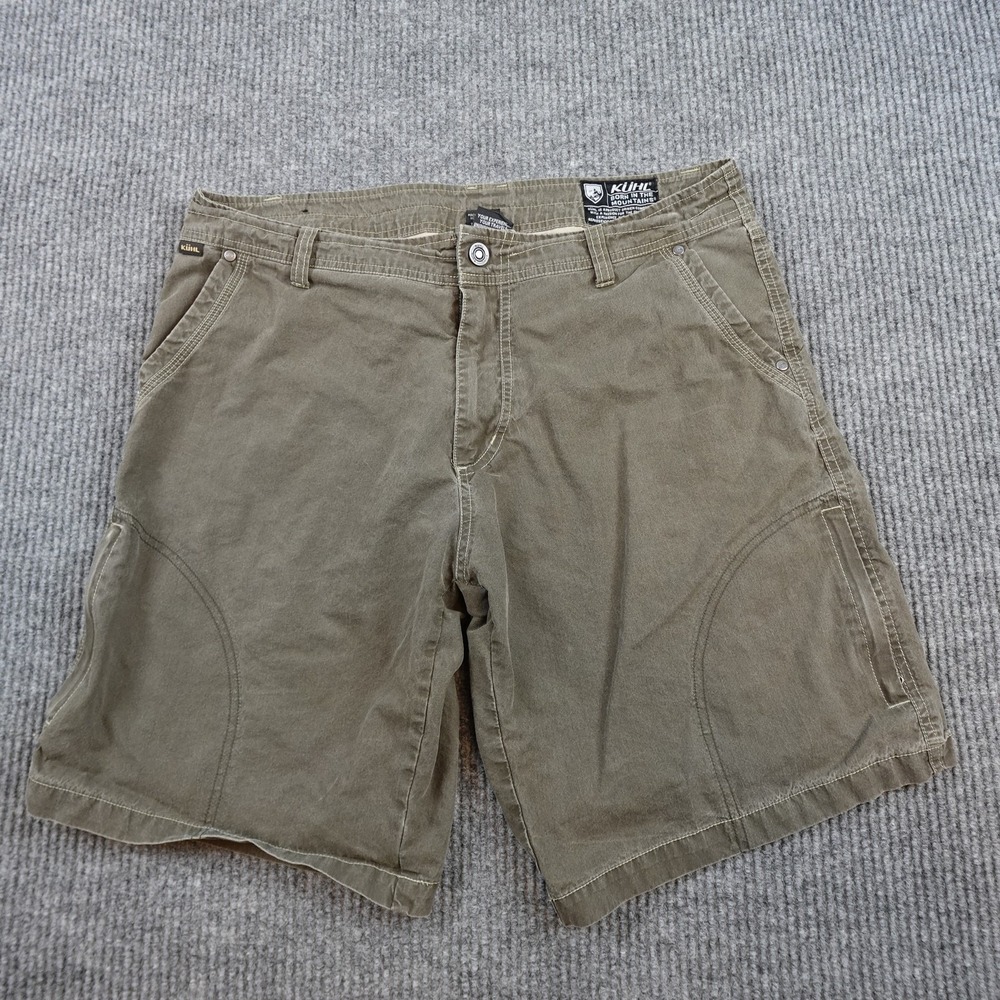 Kuhl Cargo Shorts Mens 36 Green Vintage Patina Dye Hiking Outdoor